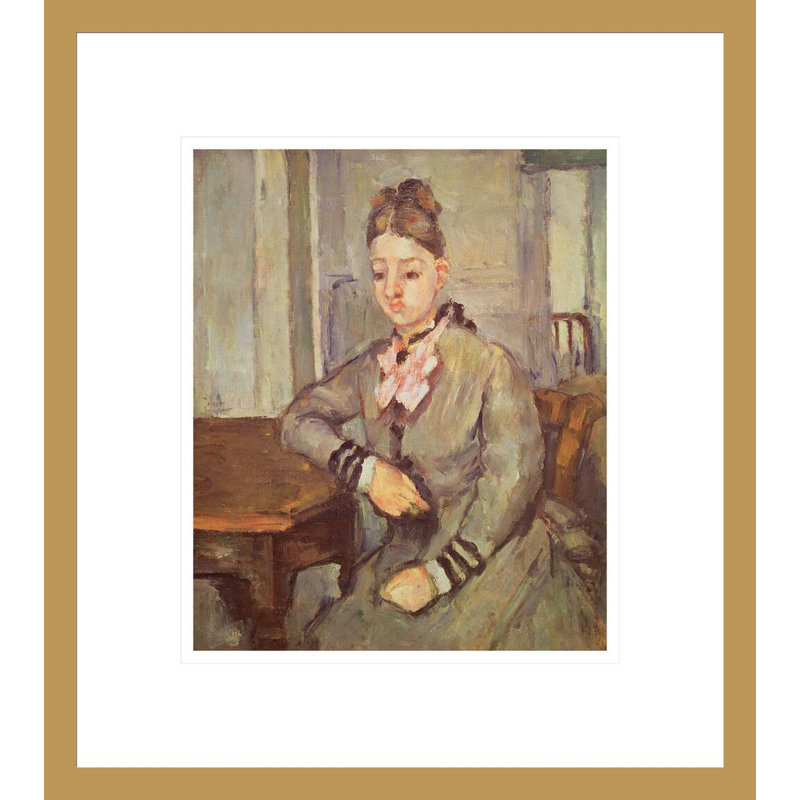 «Madame Cezanne s'appuyant sur une table» par Paul Cézanne, impression giclée encadrée, H 15,45 po x l 13,75 po