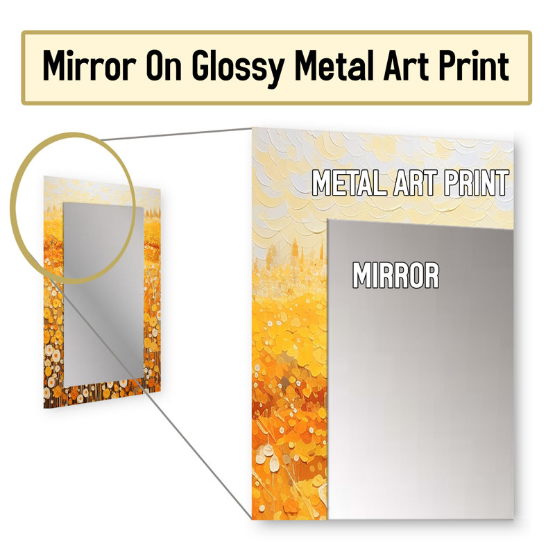 Golden Harvest Floral Field I - grand miroir mural floral, 32 po x 24 po