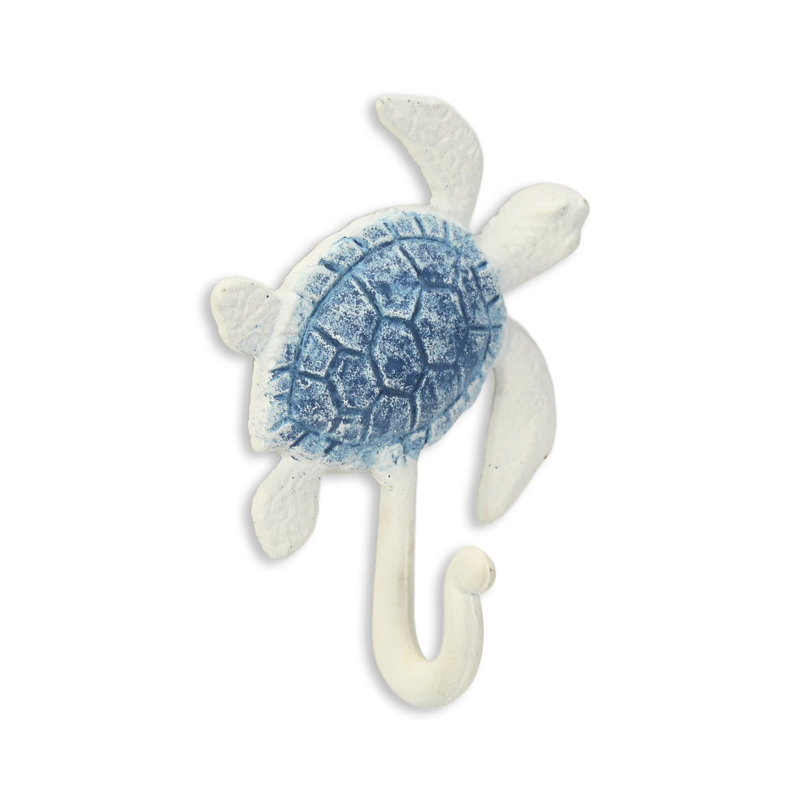 4" White Cast Iron Turtle Wall Hook