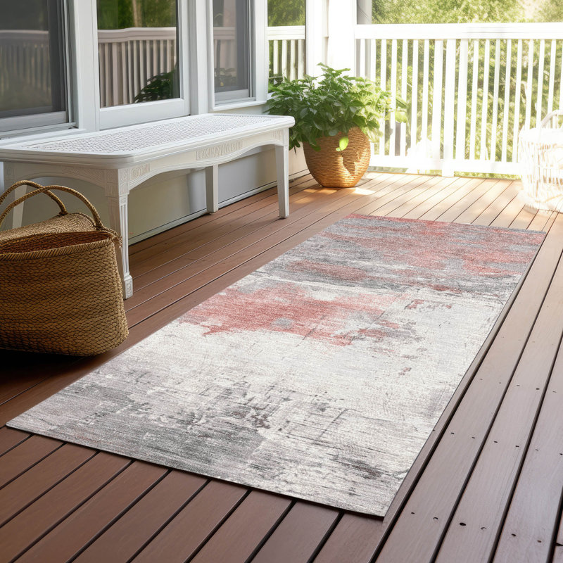 Machine Washable Indoor/Outdoor Cinead ACN1685 Coral Rug, Runner 2'3" x 7'6"