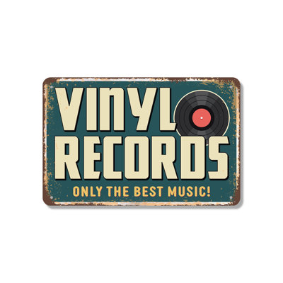 Vinyl Records Only The Best Music (2 Pack) 7 Inch x 10 Inch Novelty Aluminum Sign