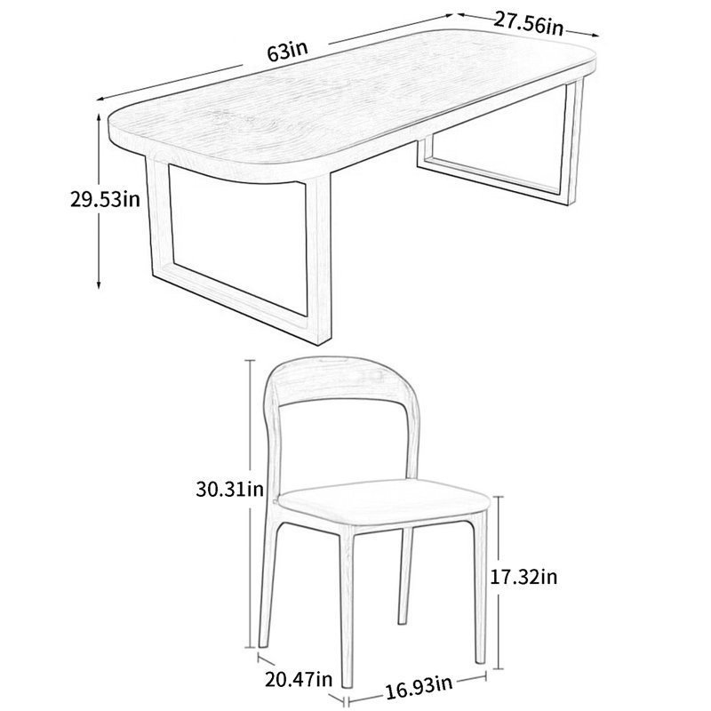 Ensemble de salle à manger Janyra, H 29,53 po x L 63 po x l 27,56 po