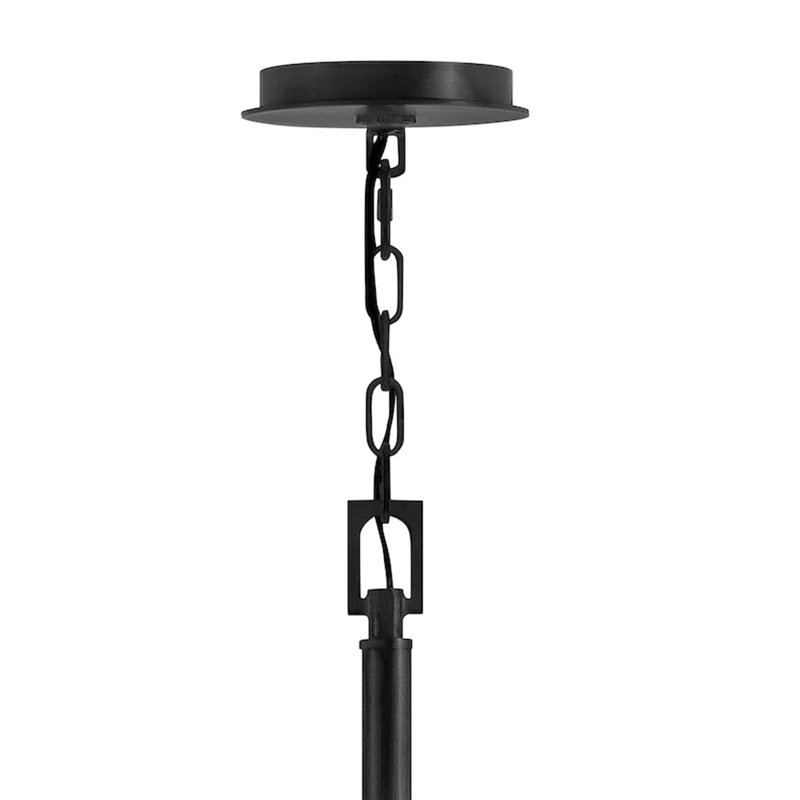 Fenwick Nine-Light Chandelier w/ Natural Paper Shades, Black