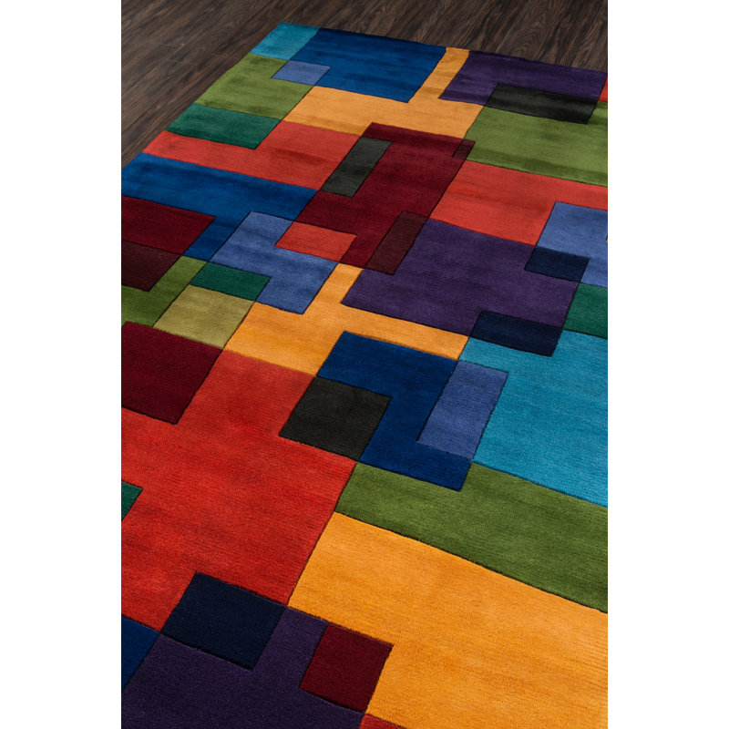 Hand-Tufted Multicolor Wool Geometric 8' x 10' Rug