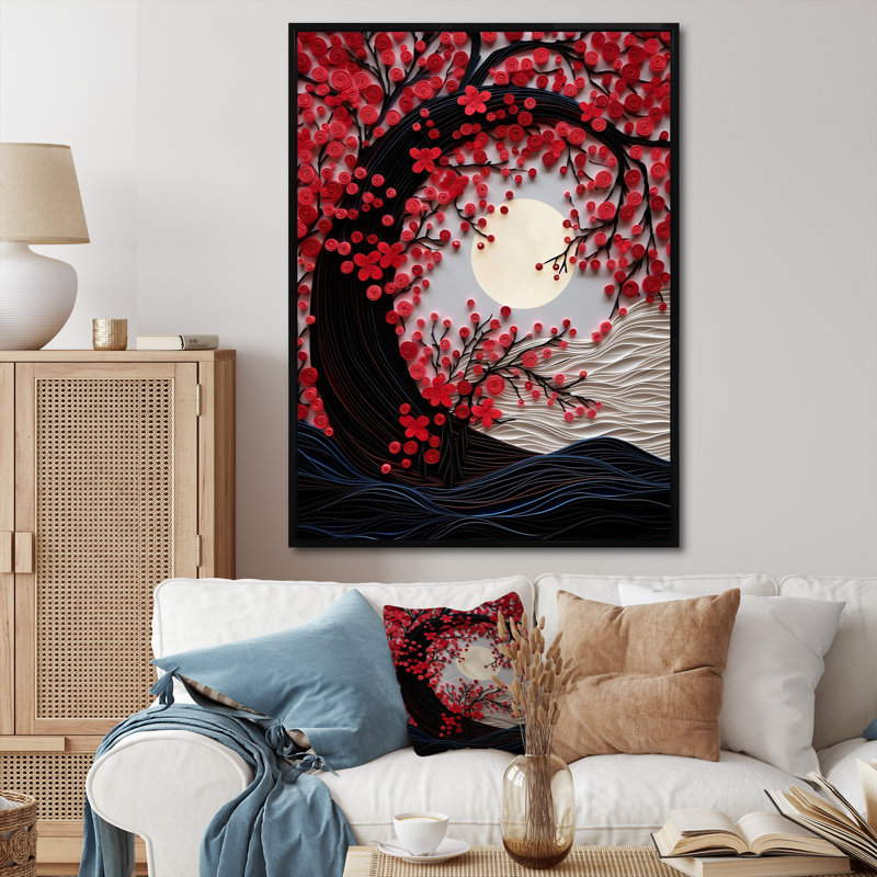 Red Moon Ruby Radiance I, Cadre flottant noir, H 20 po x l 12 po x P 1 po