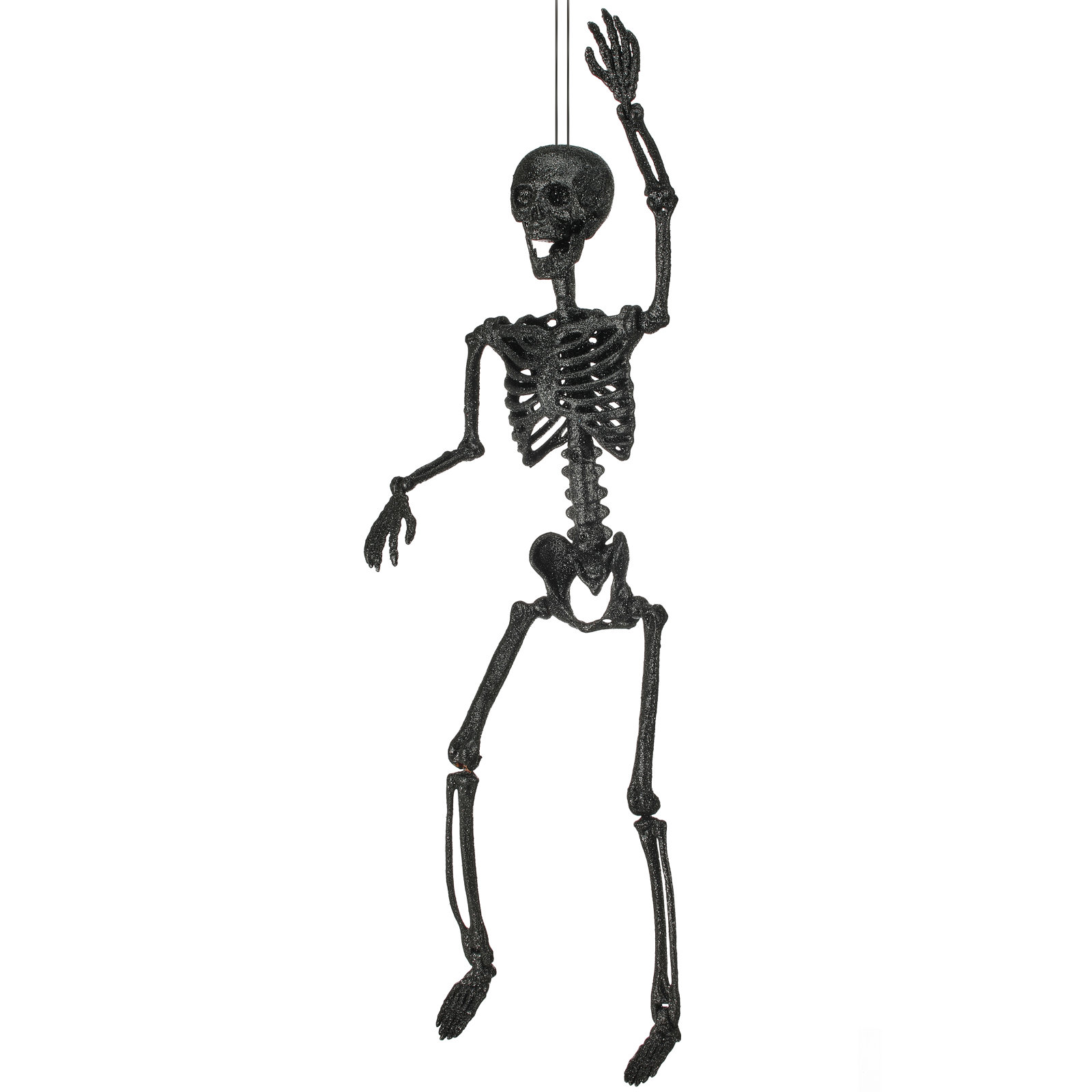 36" Plastic Glitter Skeleton, Black