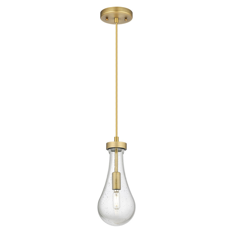 Luminaire suspendu à 1 lumière Owego, Laiton brossé, Grainé, H 12,13 po x l 5,13 po x P 5,13 po