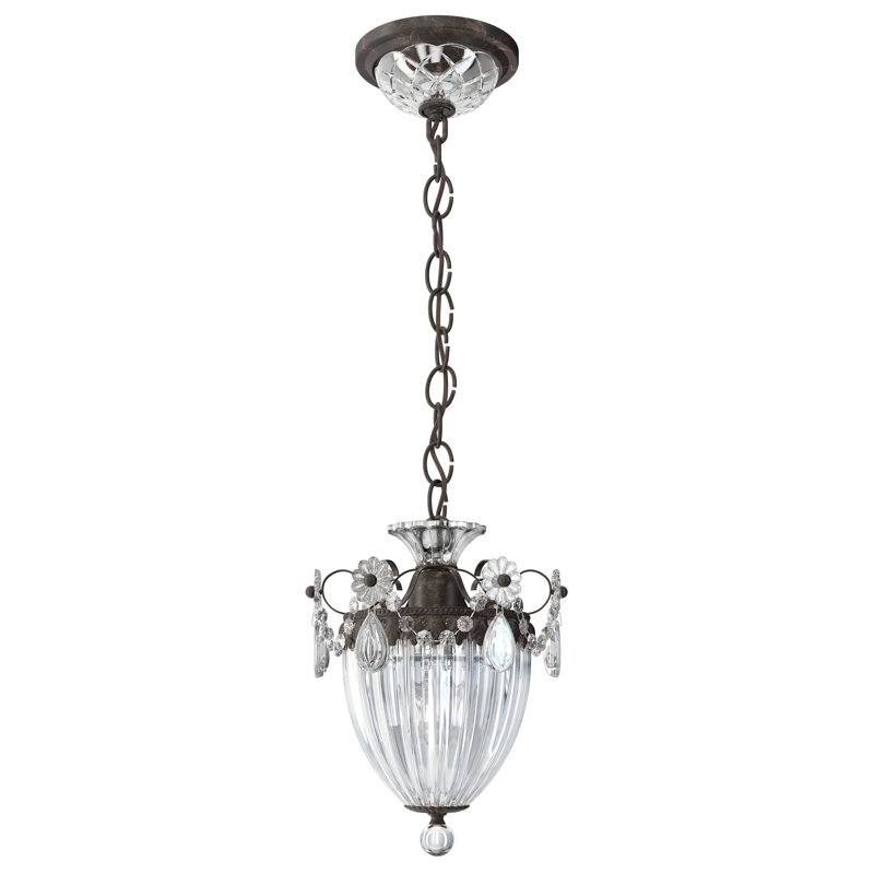Bagatelle Pendant, Heirloom Bronze, Heritage Handcut Crystal Clear, 12.5" H x 10.5" W x 10.5" D
