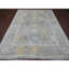 Tapis gris en laine noué à la main 8 pi x 9 pi 7 po Angora