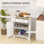 Buffet avec comptoir en bois massif, armoire de rangement de cuisine moderne, armoire à café avec 2 tiroirs, portes et tablette réglable, blanc vieilli