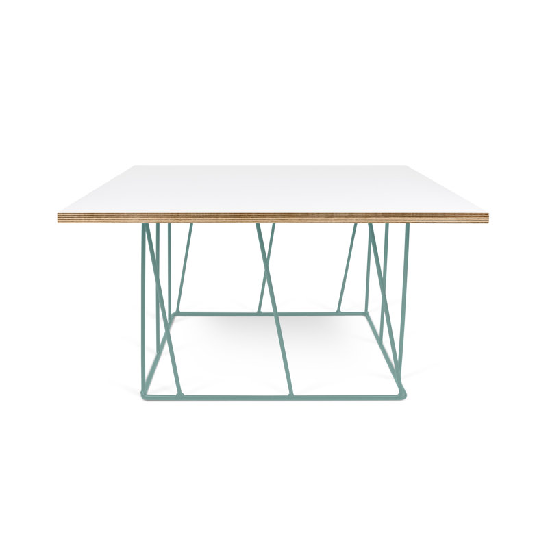 Cabrera Coffee Table, Pure White, Sea Green Lacquered Steel