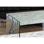 Table basse rectangulaire décorative grise avec plateau en verre trempé de 44 po de diamètre, créant une ambiance moderne