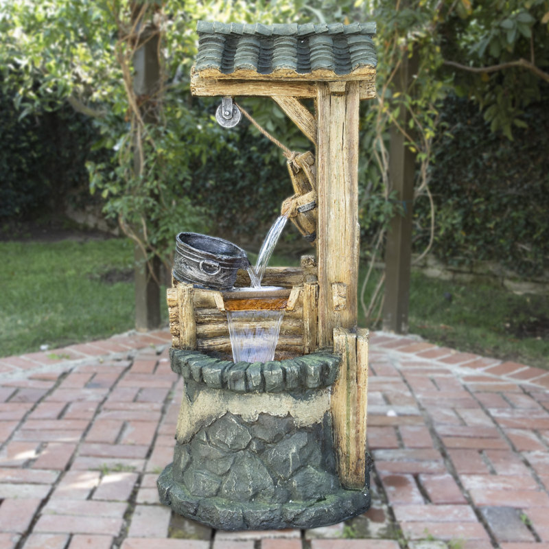 Drucker Weather Resistant Floor Fountain with Light