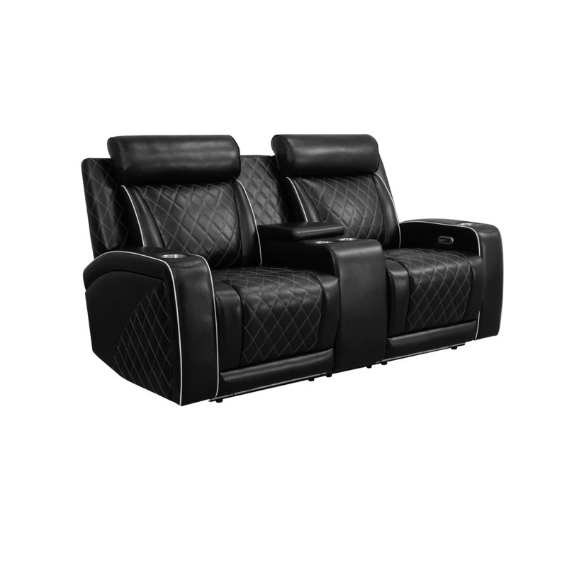 Causeuse en cuir noir Aura