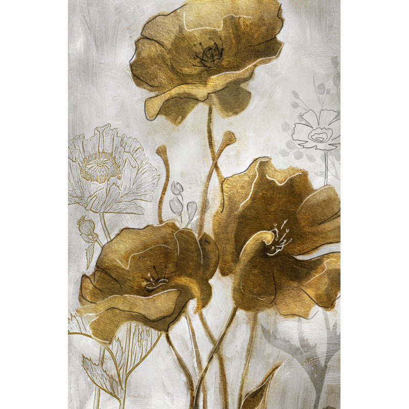 Gold And Silver Flowerfield II by Studio W - Wrapped Canvas Painting, 91cm H x 61cm W x 3.8cm D