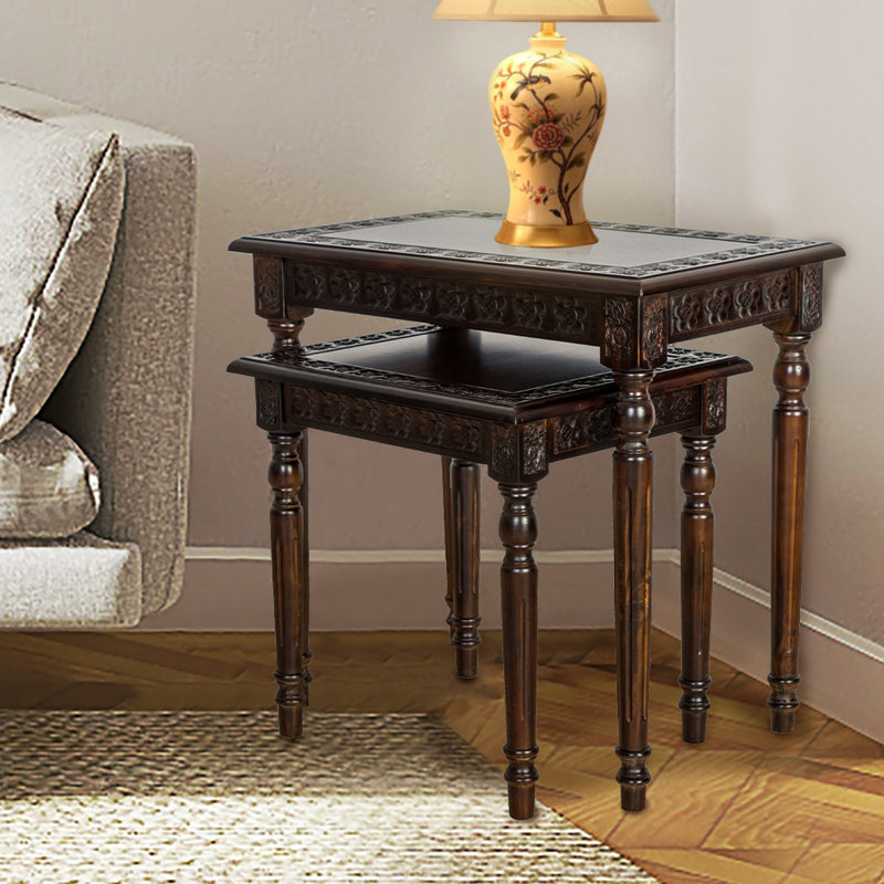 Alejo Solid Wood Nesting Tables, Mahogany