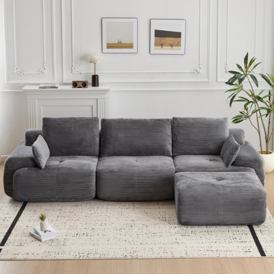 Canapé moderne en mousse viscoélastique avec tissu velours côtelé, aucun assemblage requis