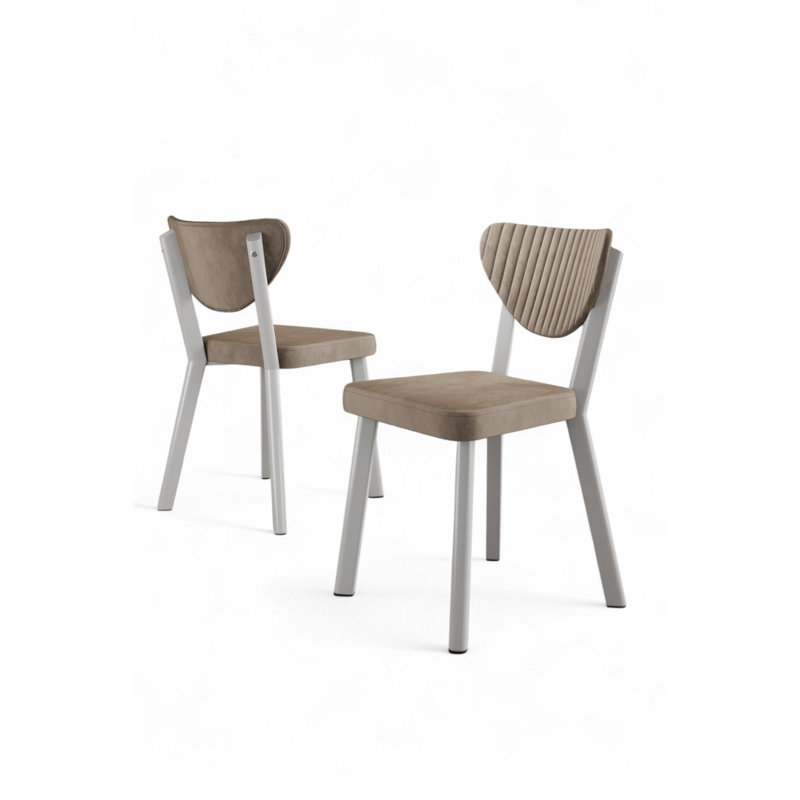 Ensemble de chaises modernes 6 pièces, cappuccino et blanc | Structure 100% métal, envers en contreplaqué, tissu Babyface | Dimensions: 17,7 po x 33,9 po x 18,1 po | Confortable dossier 22 en mousse et siège en mousse 28 po | Élégant et durable pour la salle à manger ou le bureau