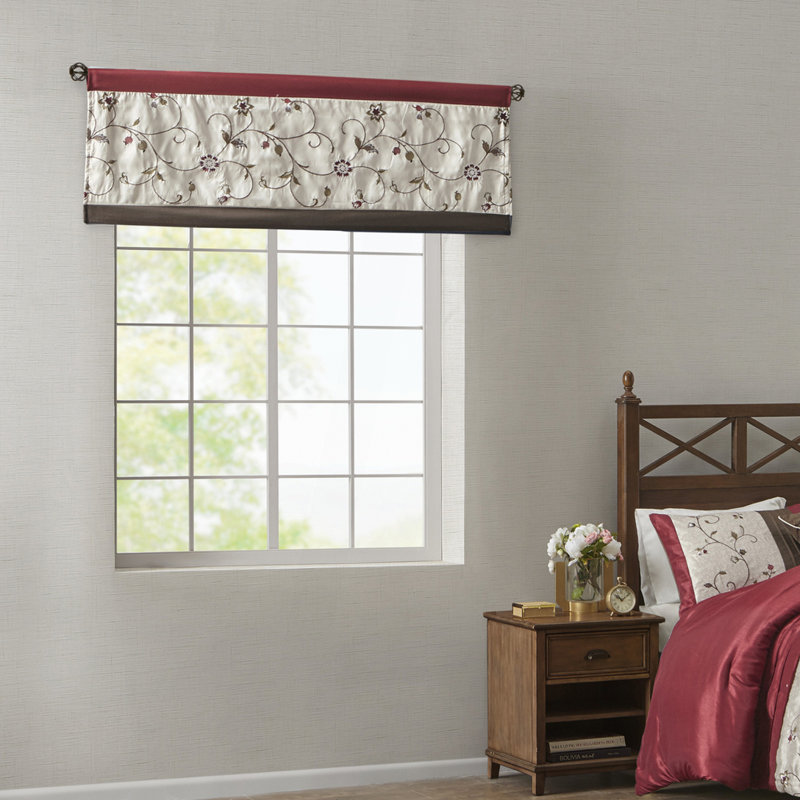 Embroidered Window Valance Red 50x18", Red