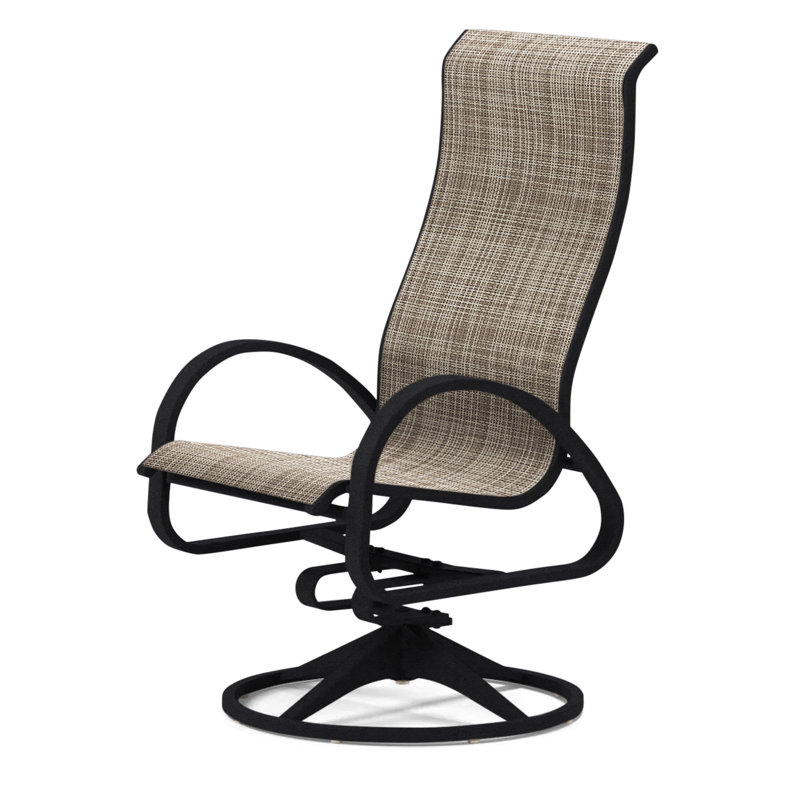 Fauteuil de patio pivotant Hiraku, Bristol taupe Sunbrella®, Noir texturé