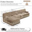 Tissu de velours en forme de L de 135 po adapté aux animaux de compagnie, canapé de style Chesterfield, jupe à pampille, accoudoirs carrés légèrement incurvés, combinaison libre, conception ergonomique, pour les aires de repos des chambres à coucher, chameau-1572186993-1572186997