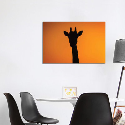 Giraffe Sunset Silhouette Okavango by Mogens Trolle - Wrapped Canvas Print
