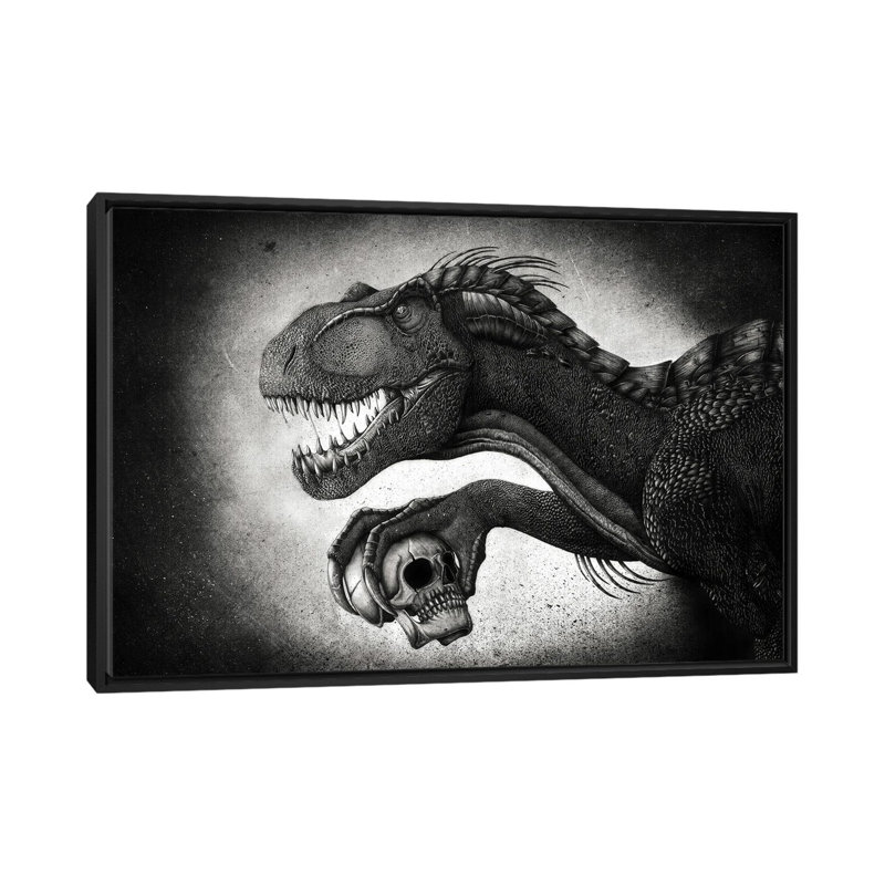 Indoraptor Dinosaur Grasping A Skull With Its Talon by Aram Papazyan - Print on Canvas, Black, 66.04 cm H x 45.72 cm W