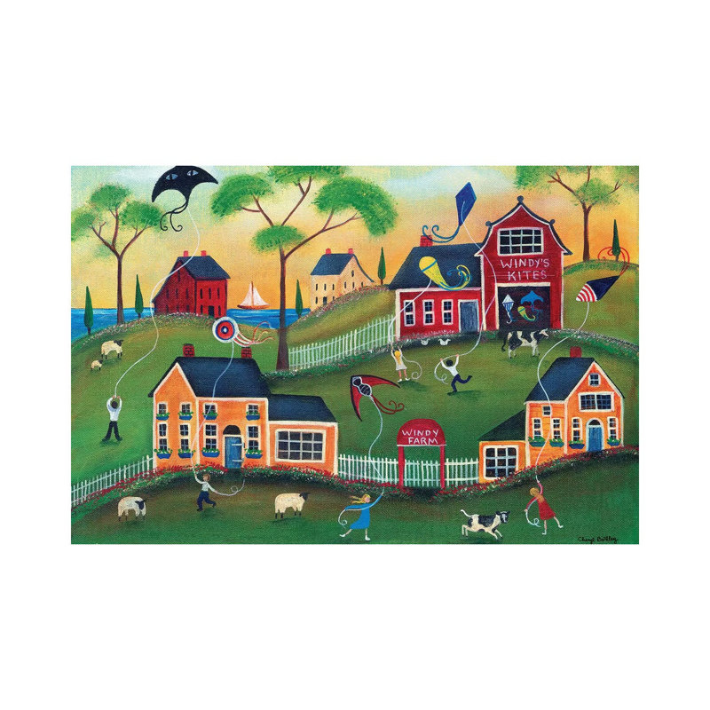 Windys Kite Farm by Cheryl Bartley - Painting on Canvas, Wrapped Canvas, 45.72cm H x 66.04cm W x 3.81cm D