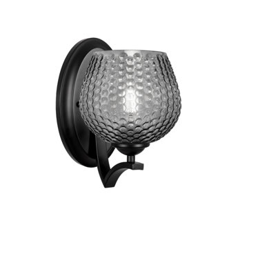 Zilo Wall Sconce Shown In Black, 6" Smoke Glass