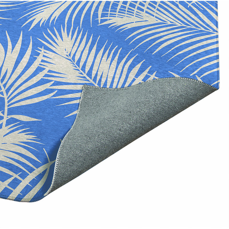 Paillasson Waving Palms, L 36 po x L 60 po, Bleu