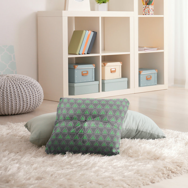 Coussin Theo Nath, 30 po x 30 po, Vert / Gris