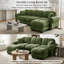 Ensemble de canapé modulaire en chenille 3 places avec coussins et 2 repose-pieds, vert sauge-244478163-244478164