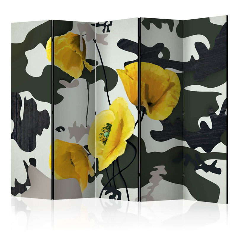 225cm W x 172cm H 5 - Panel Wood Folding Room Divider