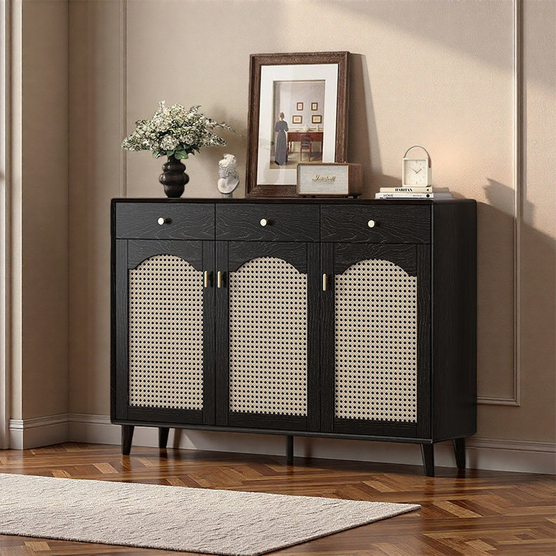French style retro shoe cabinet at the entrance, 39.37" H x 47.24" W x 14.17" D