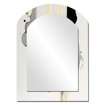 Abstract Transitional Shapes Black II - Large Arched Wall Mirror On Metal