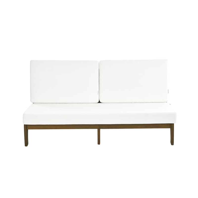 Patio Outdoor Sofa with Cushions, Brown, Beige