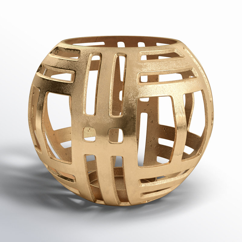 Votive de table en aluminium Lambright, Or, H 10 po x l 12 po x P 12 po