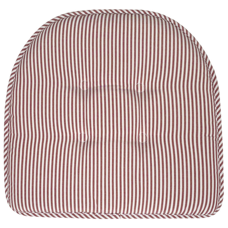 Pinstripe U Shaped Indoor Memory Foam 17" x 16" Chair Cushions, Burgundy, 2