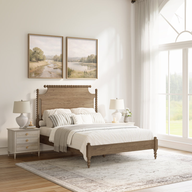 Nadette Spindle Bed, Queen, Cracked Oak