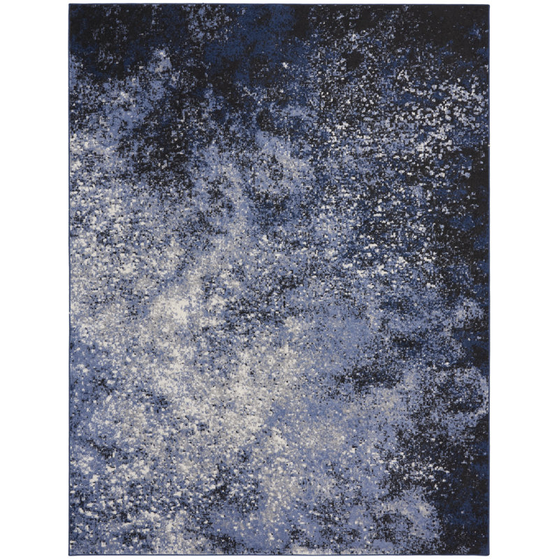 Tapis abstrait bleu foncé North Moore Passion, Rectangle 9 pi x 12 pi