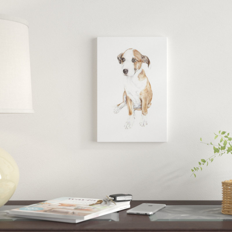 « doux chiot dog », impression sur toile, H 26 po x l 18 po x P 1,5 po, Pas de tapis, Toile tendue