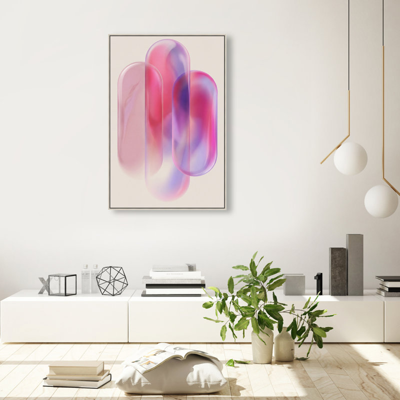 Pink Topaz Gradient Print by Oliver Gal, 46"H x 31"W, Silver Floater Frame