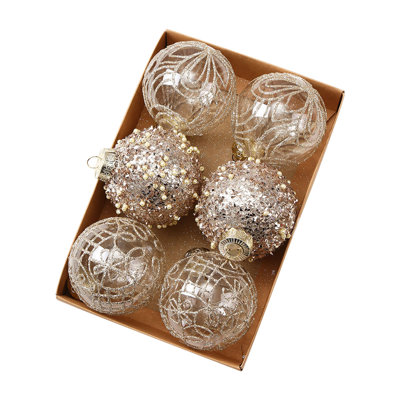 Transparent Painted Christmas Balls Set Christmas Decoration Christmas Tree Hanging Decoration 8cm6pcs