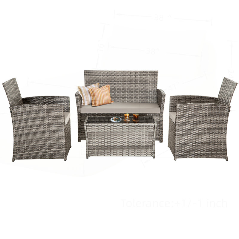 Ensemble de meubles d'extérieur en osier pour terrasse, confortable et durable, Beige