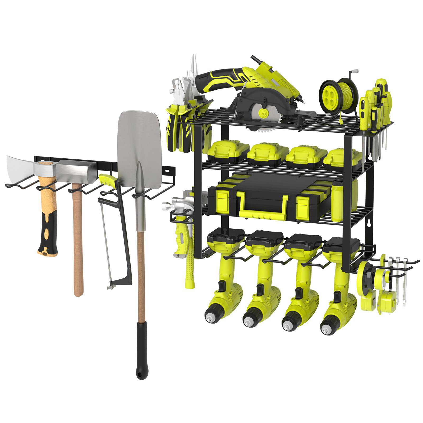 17 Stories 5-Tier Metal Wall Mount Heavy Duty Power Tool Storage Rack ...