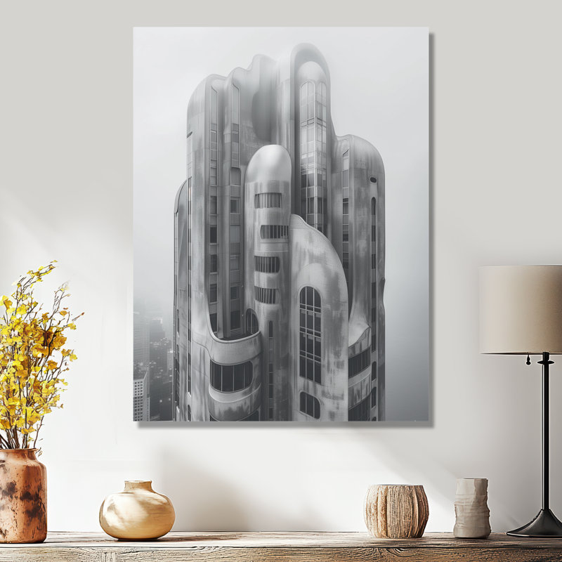 Gris, forteresses du futur III - Fortress, art mural, Métal métal, H 32 po x l 16 po x P 1 po