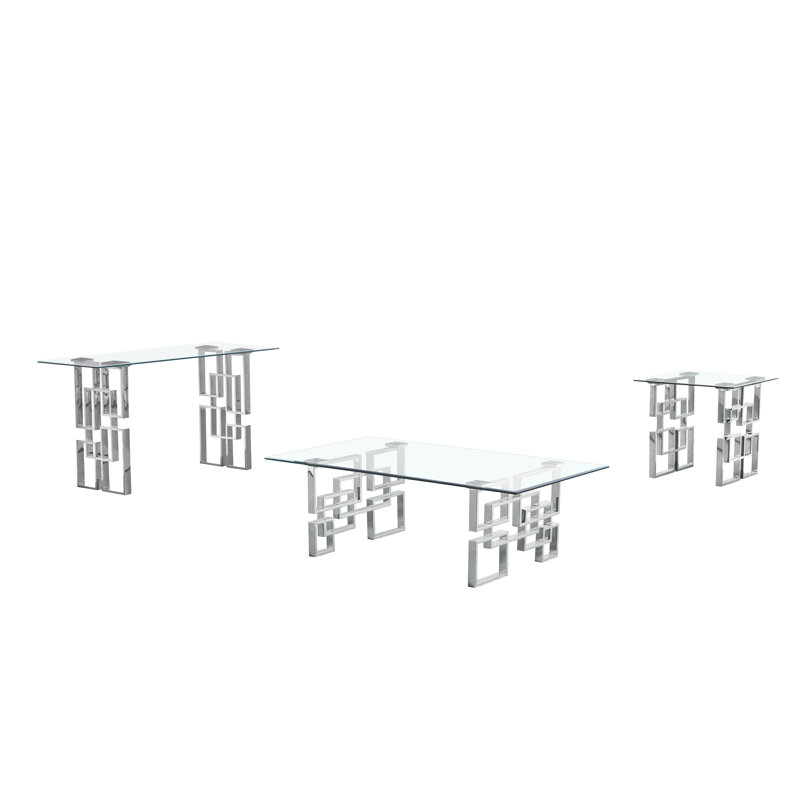Ensemble de 3 tables basses, Argent