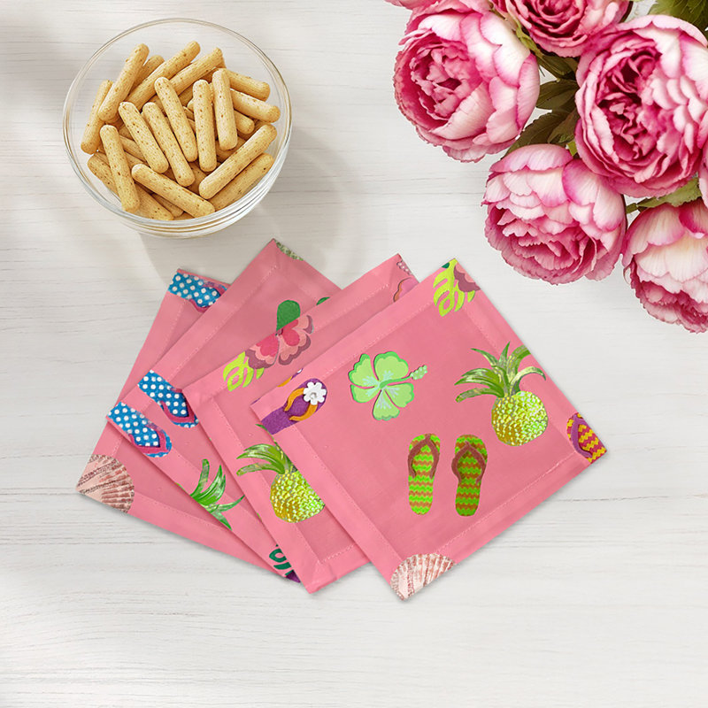 Cotton Blend Square Napkins, Pink