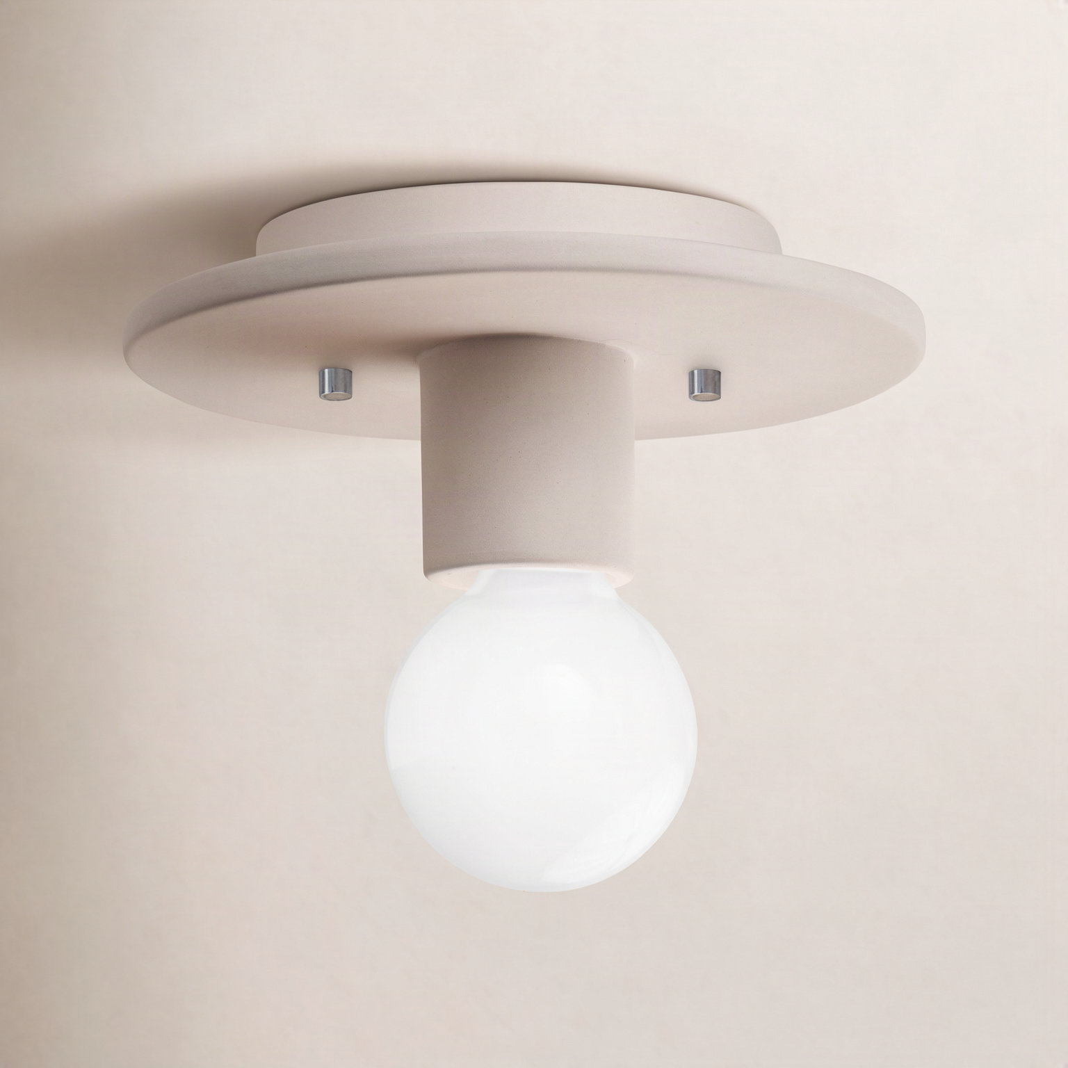 8" Single Light Flush Mount, Bisque