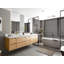 Teck flottant Cadge X P 22 po Meuble-lavabo double en D naturel clair avec bordure en bord de mer Empira blanc quartz